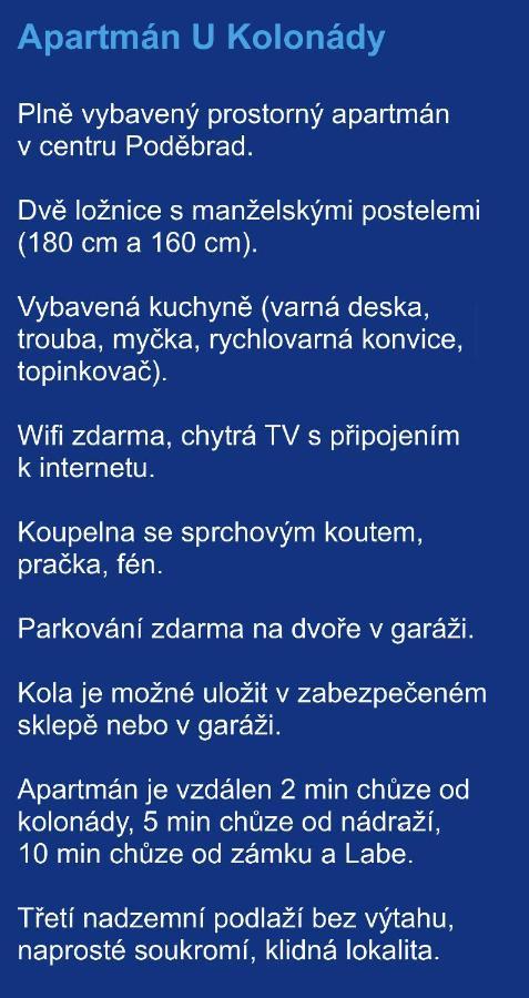 Apartman U Kolonady, Poděbrady Buitenkant foto